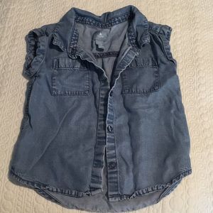 Girls 2T Chambray vintage wash button down blouse